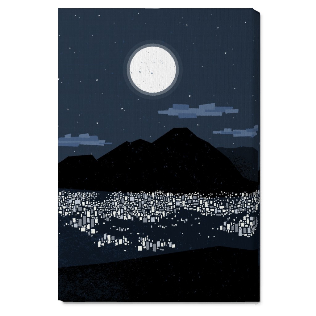 Caracas At Night - Navy Wall Art, No Frame, Single piece, Canvas, 20x30, Blue, True Blue