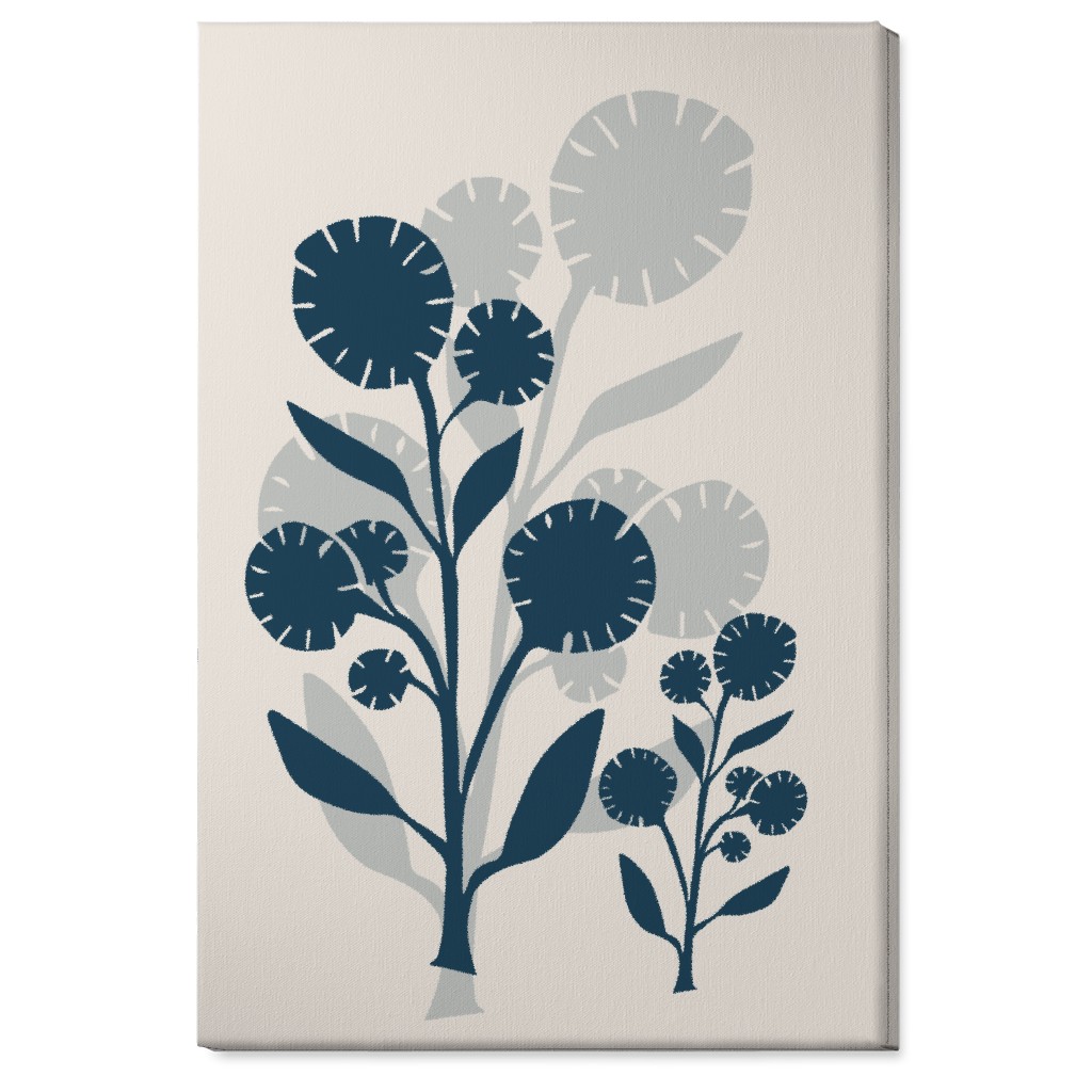 Abstract Flower Wall Art, No Frame, Single piece, Canvas, 24x36, Blue
