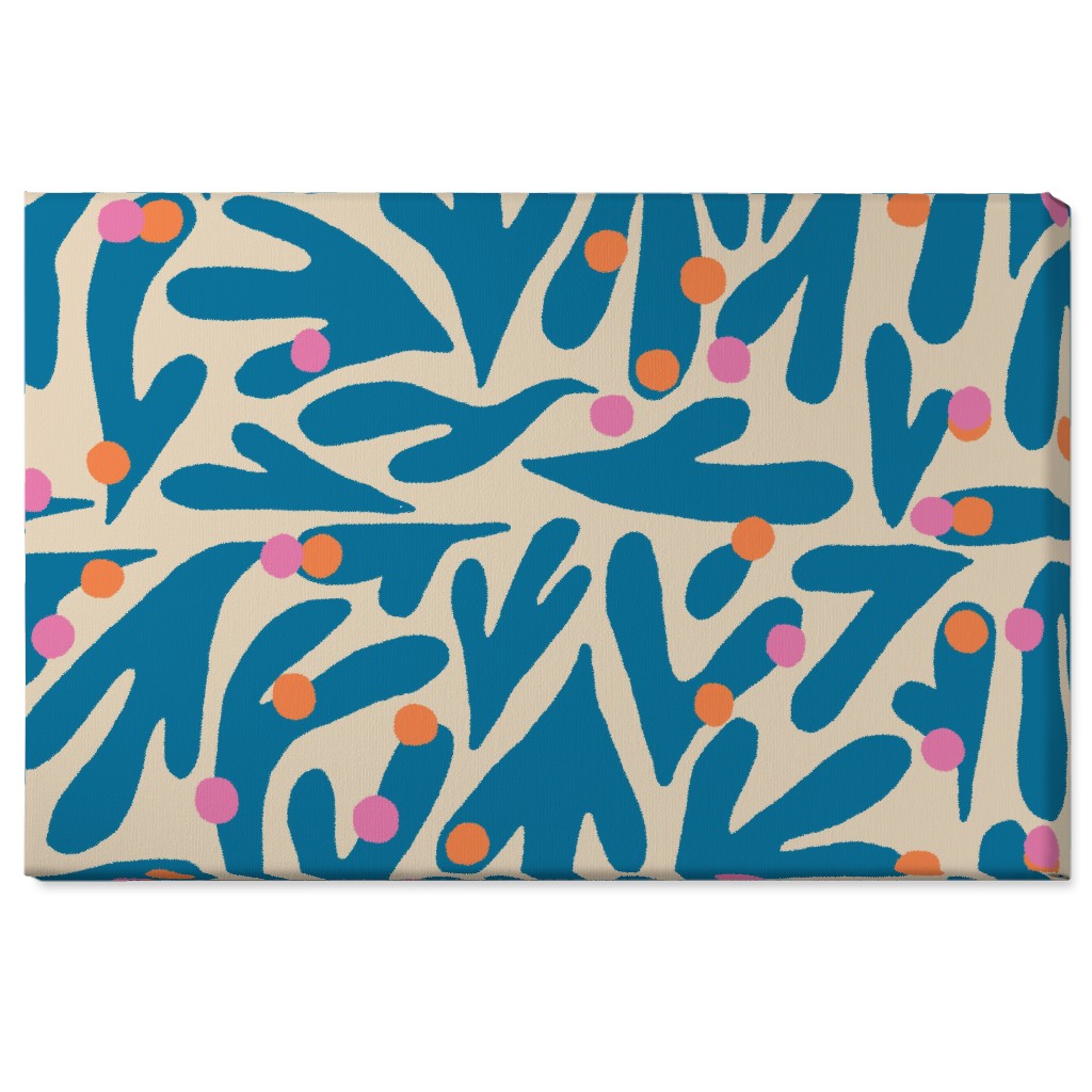 Funky Floral - Blue and White Wall Art, No Frame, Single piece, Canvas, 24x36, Blue, True Blue