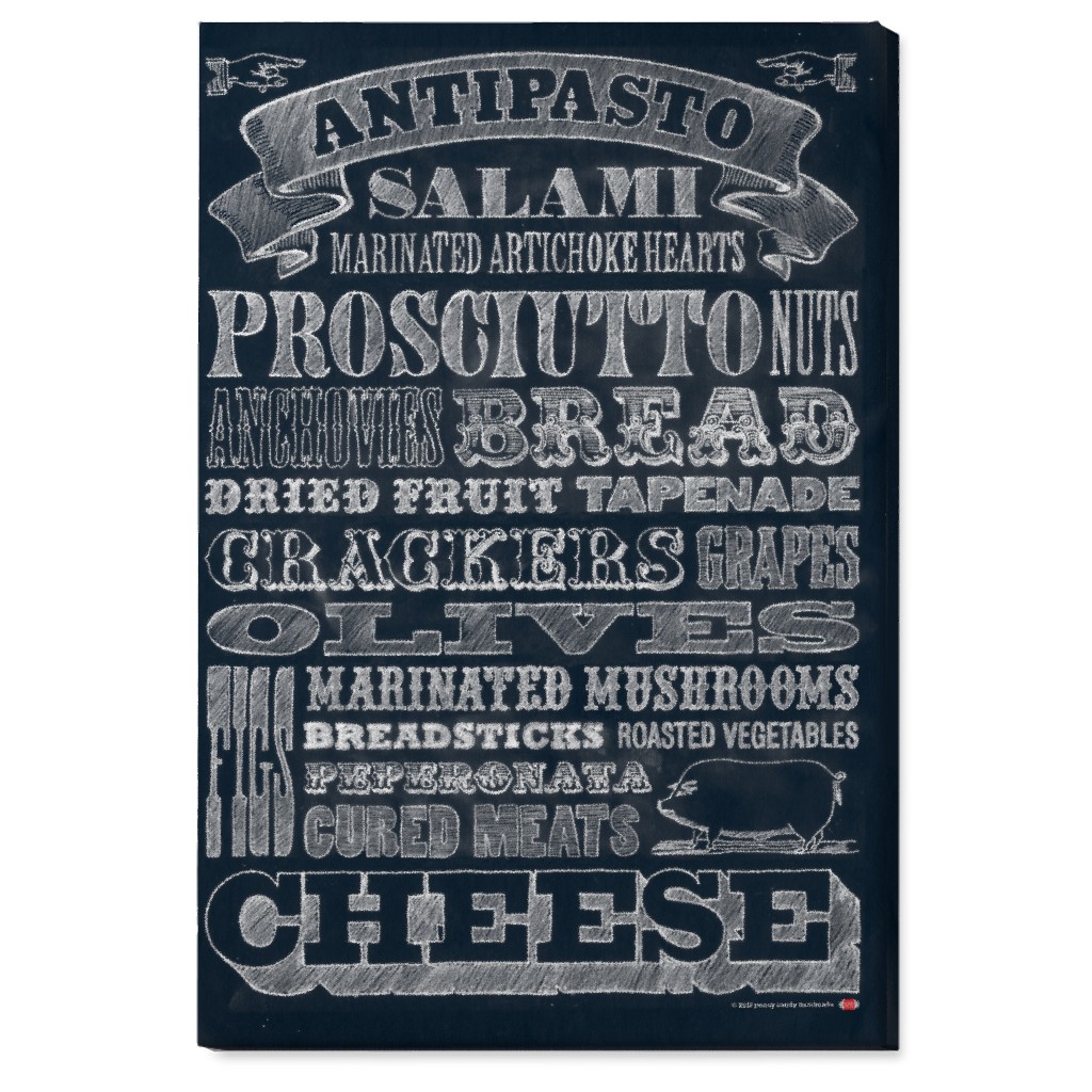 Antipasto - Black & White Wall Art, No Frame, Single piece, Canvas, 24x36, Black