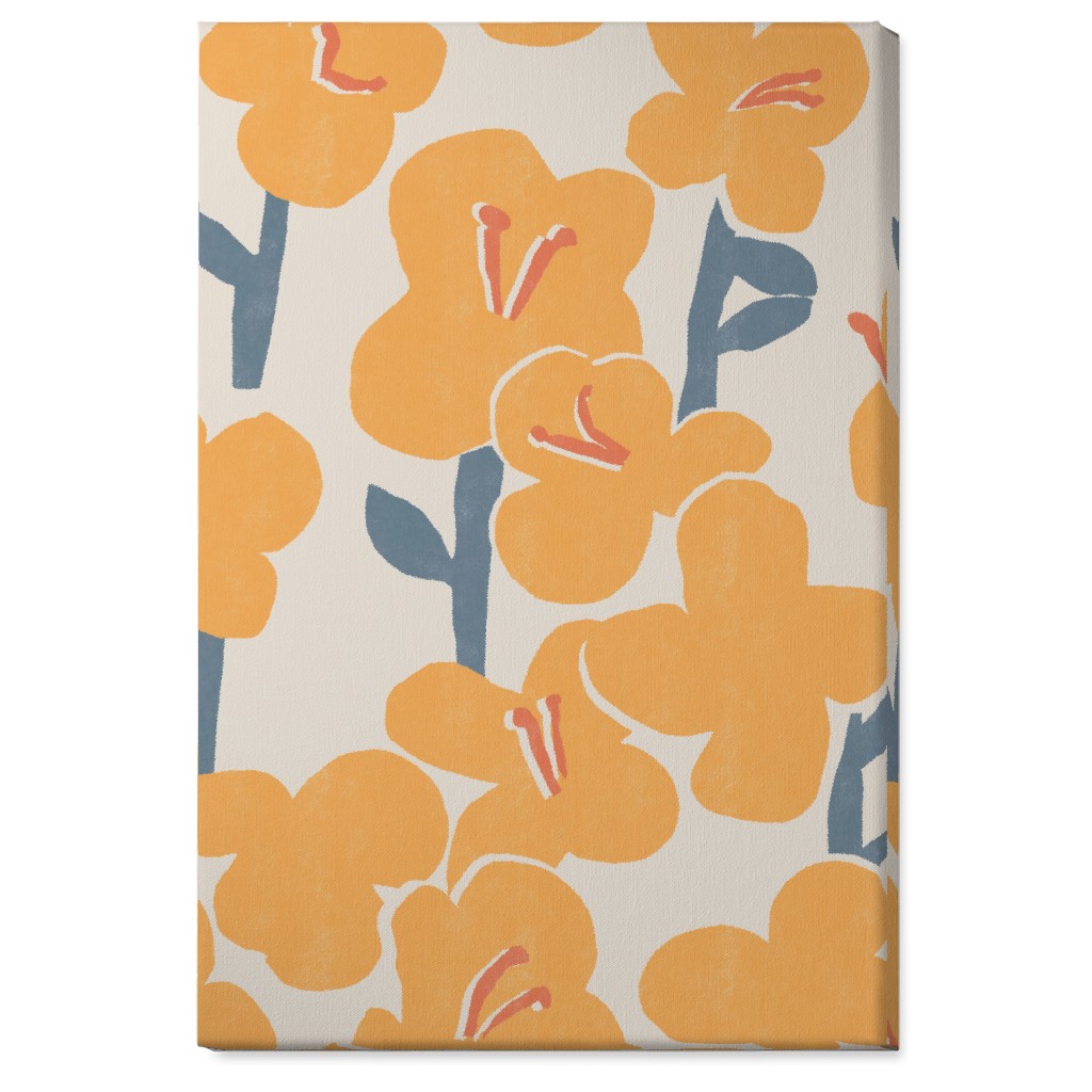 Field of Mod Flowers - Yellow Wall Art, No Frame, Single piece, Canvas, 24x36, Yellow