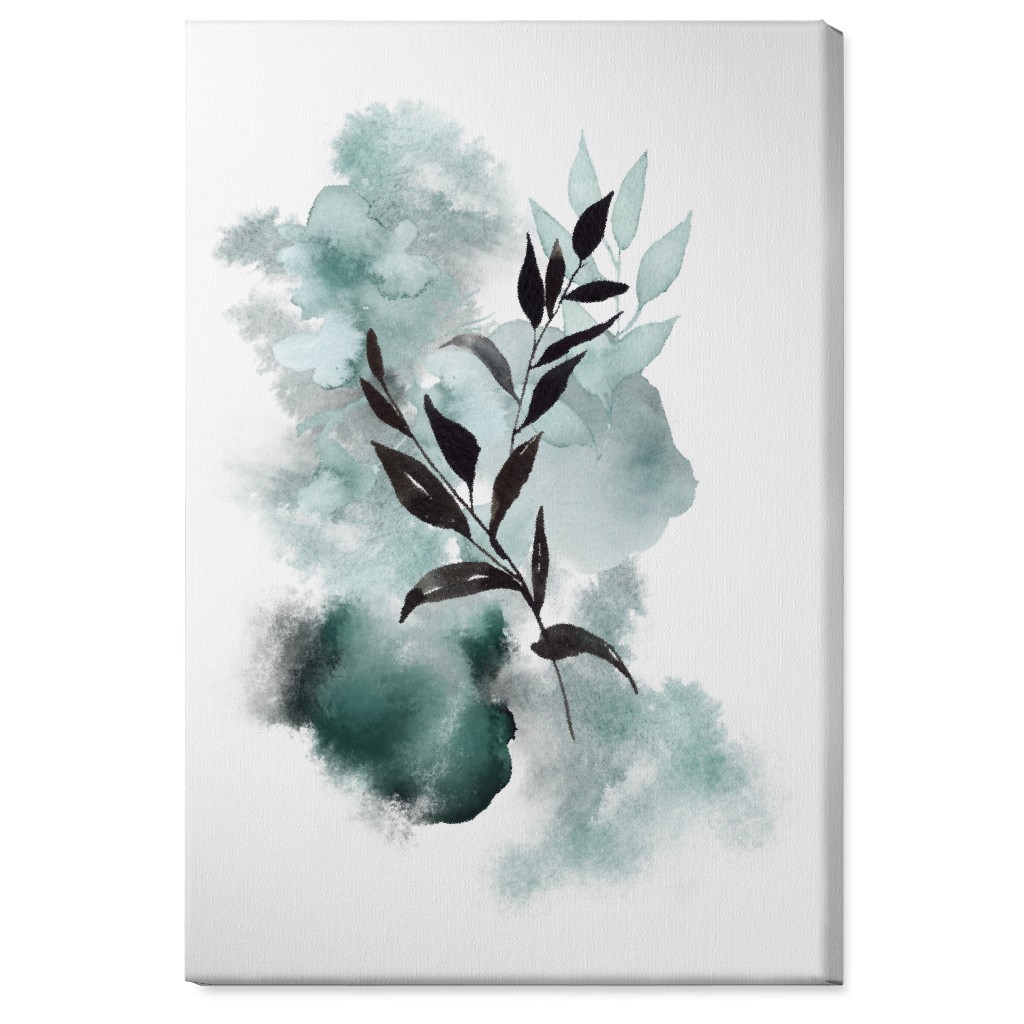 Watercolor Abstract Botanical Wall Art, No Frame, Single piece, Canvas, 24x36, Green, Ink Spot