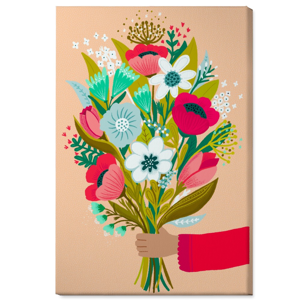 Happy Day Bunch - Multi on Pink Wall Art, No Frame, Single piece, Canvas, 24x36, Multicolor