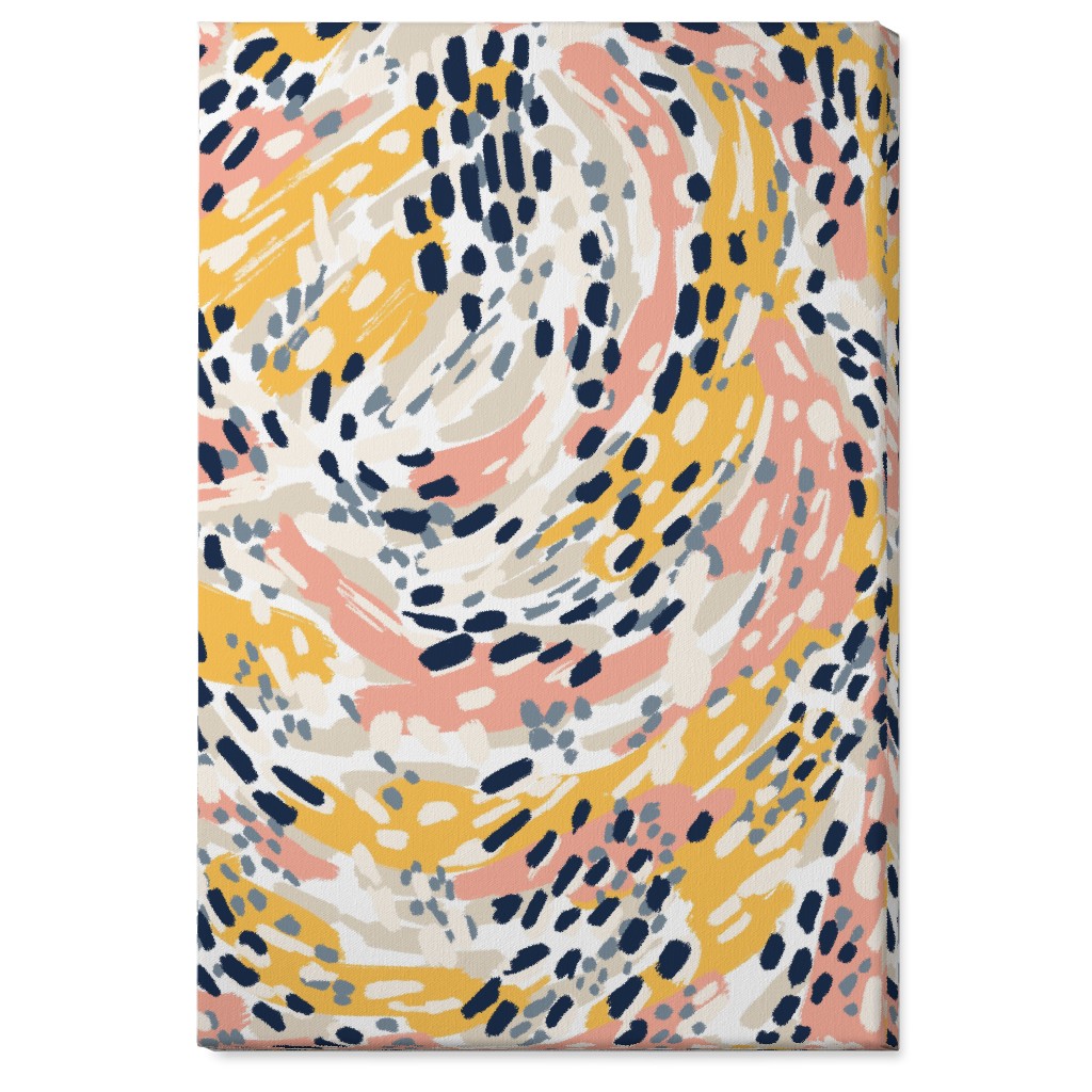 Abstract Painterly Swirls, Dots and Brushstrokes - Multi Wall Art, No Frame, Single piece, Canvas, 24x36, Multicolor