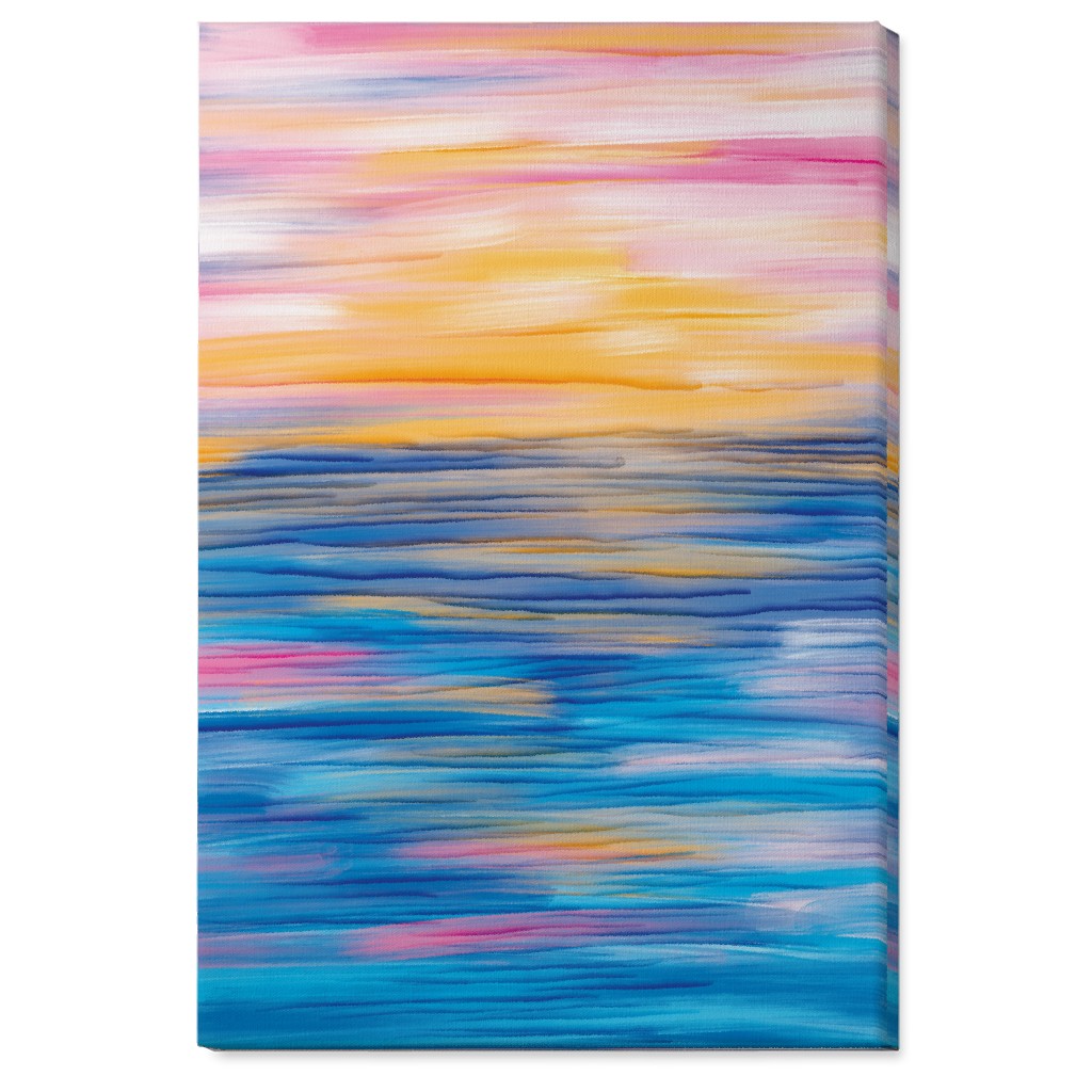 Abstract Sunset Over Water - Multi Wall Art, No Frame, Single piece, Canvas, 24x36, Multicolor