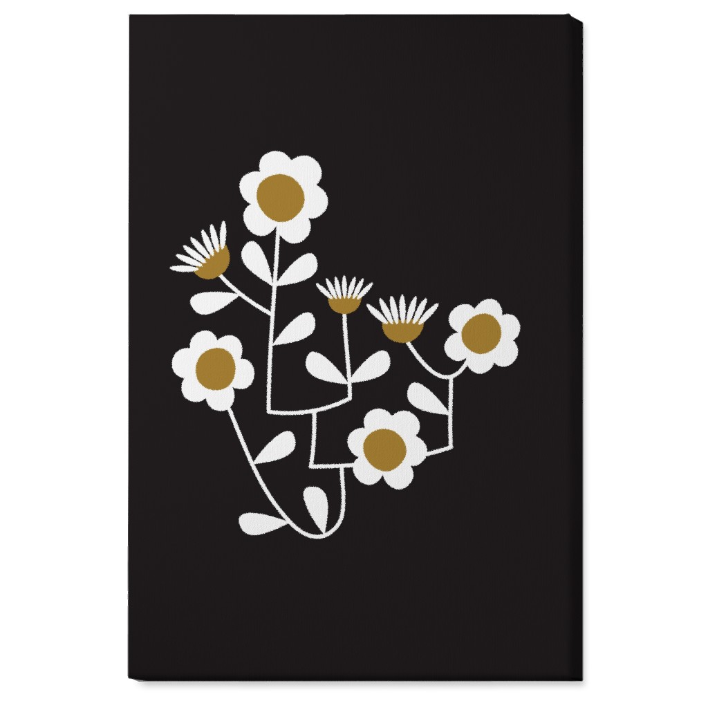 Mod Hanging Floral Wall Art, No Frame, Single piece, Canvas, 24x36, Black, Charcoal