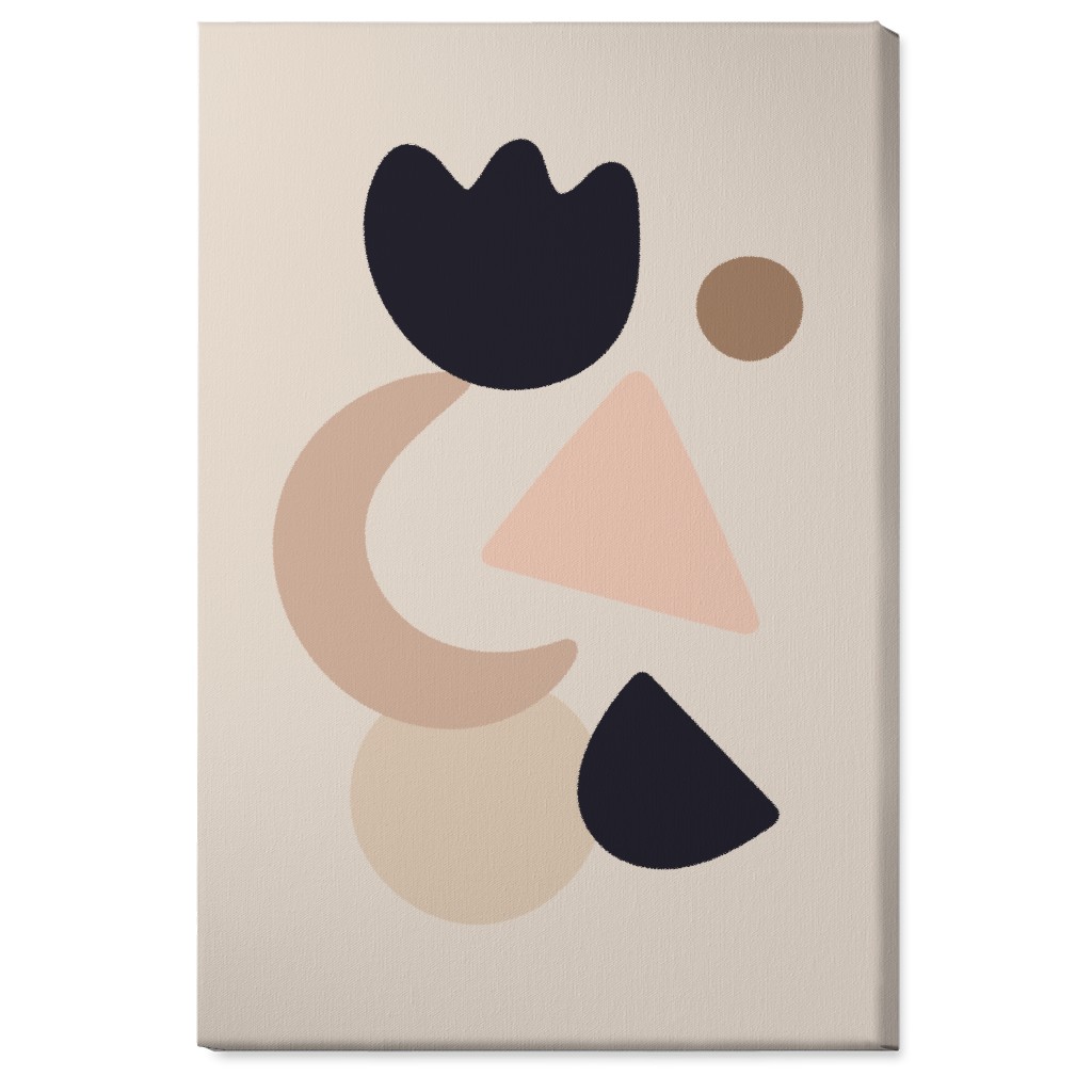 Abstract Shape Collage - Neutral Wall Art, No Frame, Single piece, Canvas, 24x36, Beige, Pearl