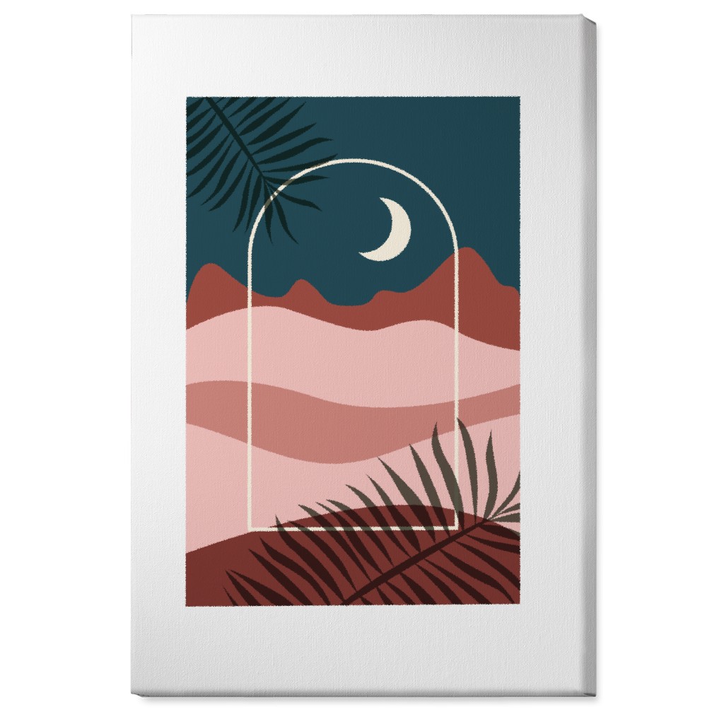 Abstract Landscapes in Windows Moon Wall Art, No Frame, Single piece, Canvas, 24x36, Multicolor, Powder Pink