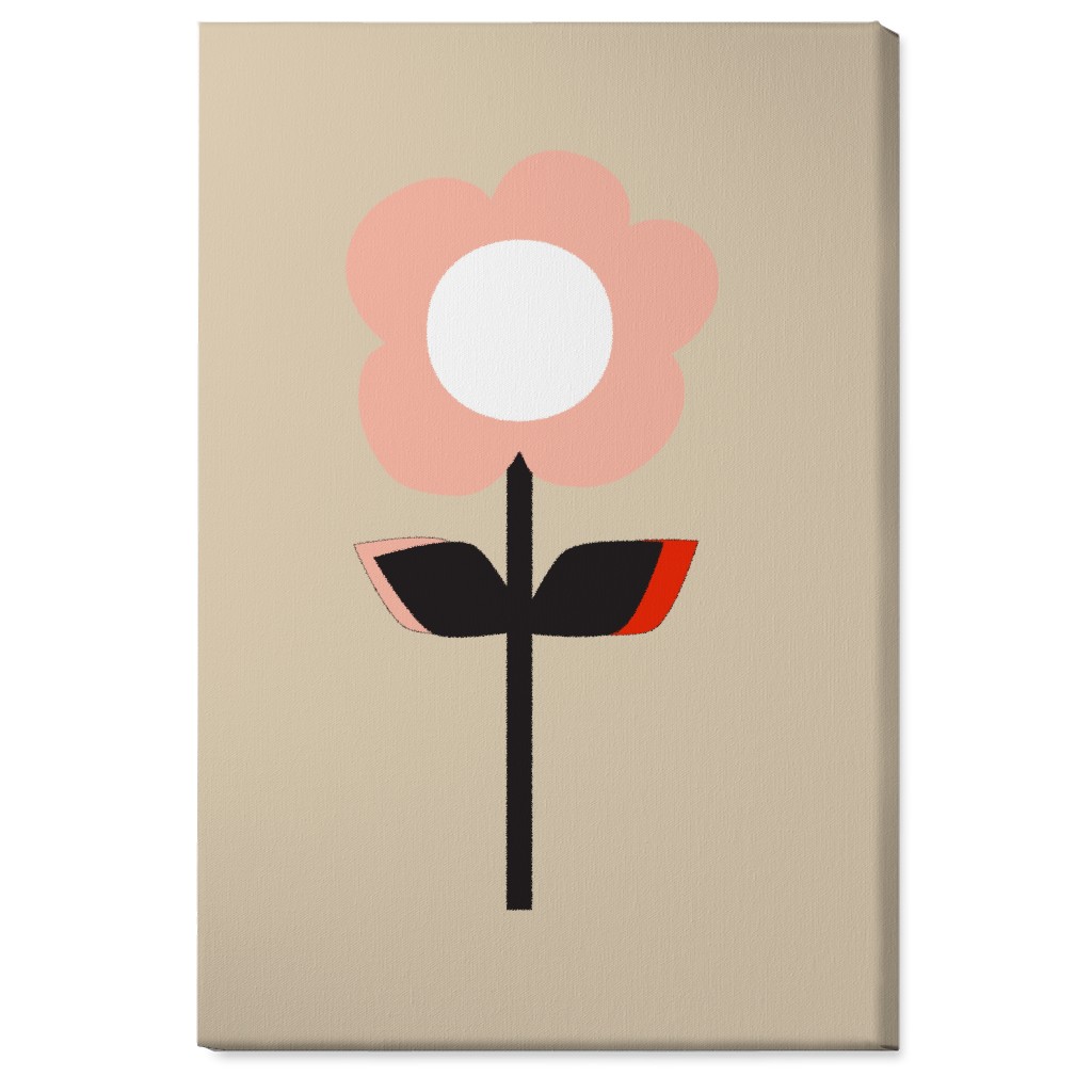 Retro Flower Wall Art, No Frame, Single piece, Canvas, 24x36, Pink, Fair Weather