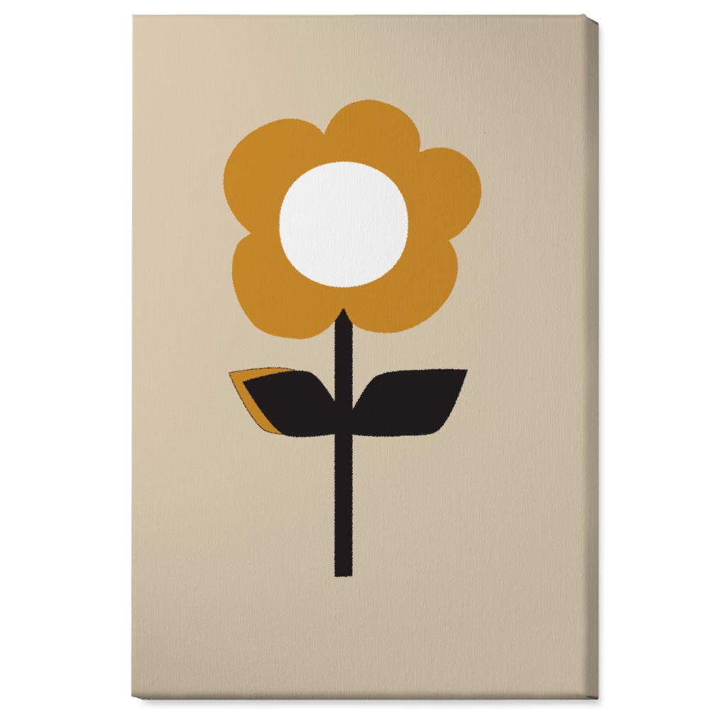 Retro Flower Wall Art, No Frame, Single piece, Canvas, 24x36, Orange
