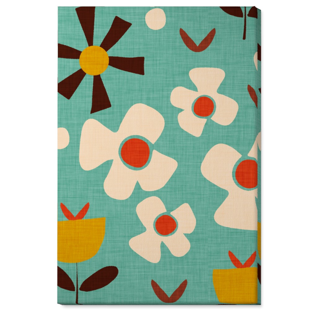 Groovy Flowers Wall Art, No Frame, Single piece, Canvas, 24x36, Multicolor, Sea