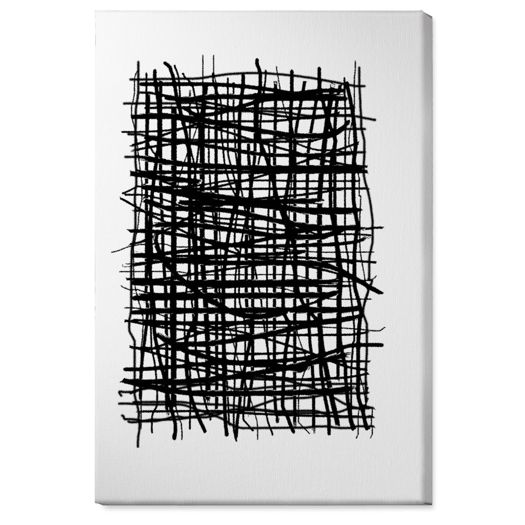 Woven Abstraction - Black on White Wall Art, No Frame, Single piece, Canvas, 24x36, Black, Black