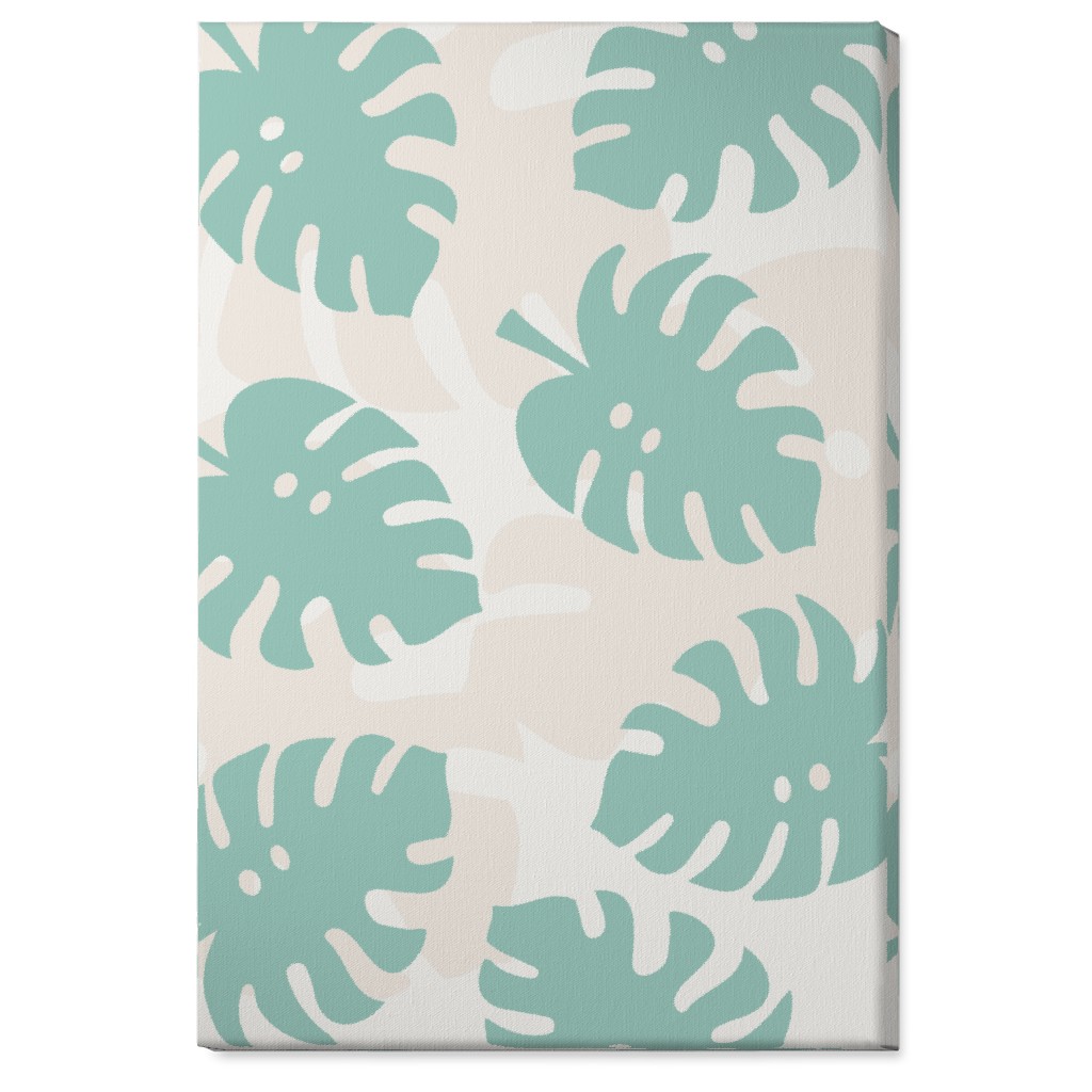 Monstera Leaves in Earth Tones Wall Art, No Frame, Single piece, Canvas, 24x36, Green, Frost