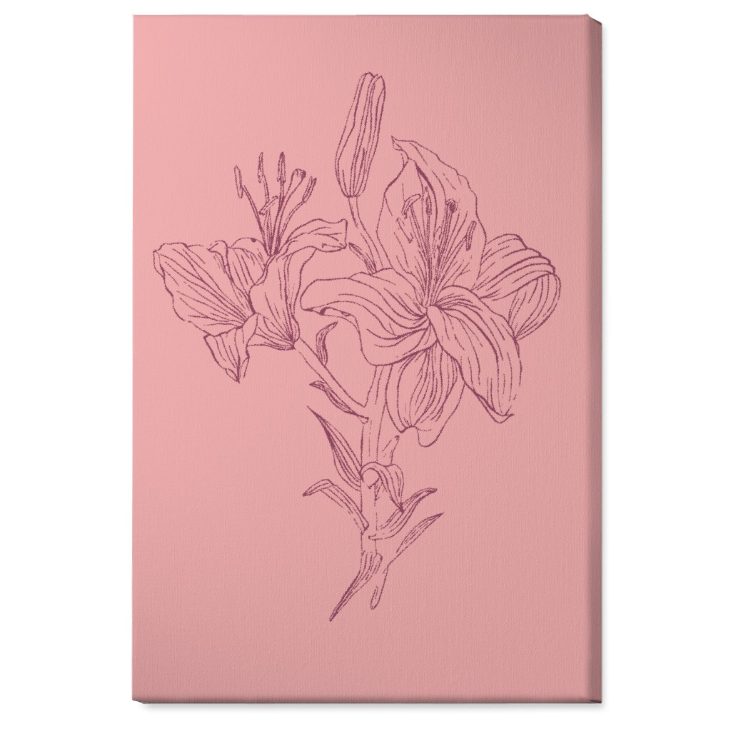 Lily - Pink Wall Art, No Frame, Single piece, Canvas, 24x36, Pink