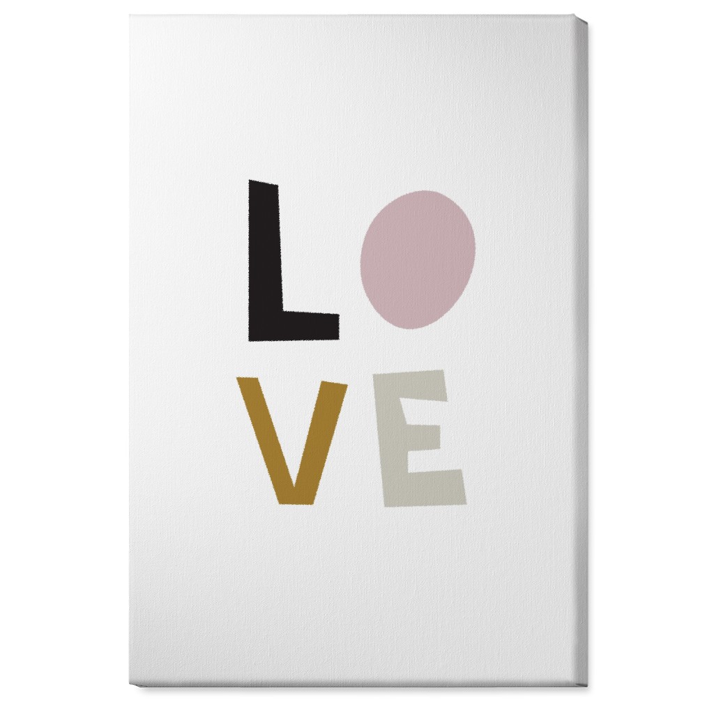 Love Typography - Neutral With Pink Wall Art, No Frame, Single piece, Canvas, 24x36, Multicolor
