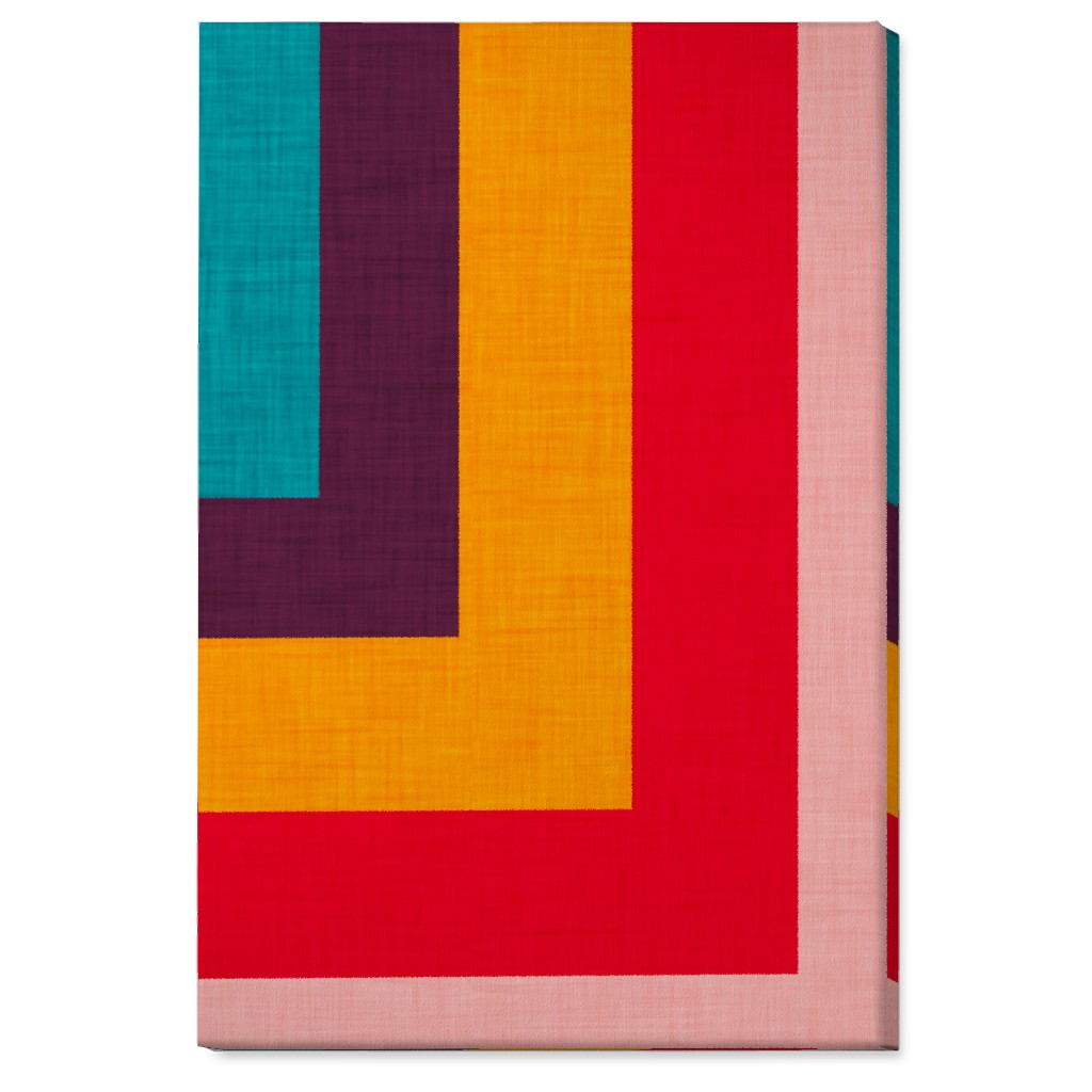 Abstract Mod Cube Wall Art, No Frame, Single piece, Canvas, 24x36, Multicolor, Tidal Wave