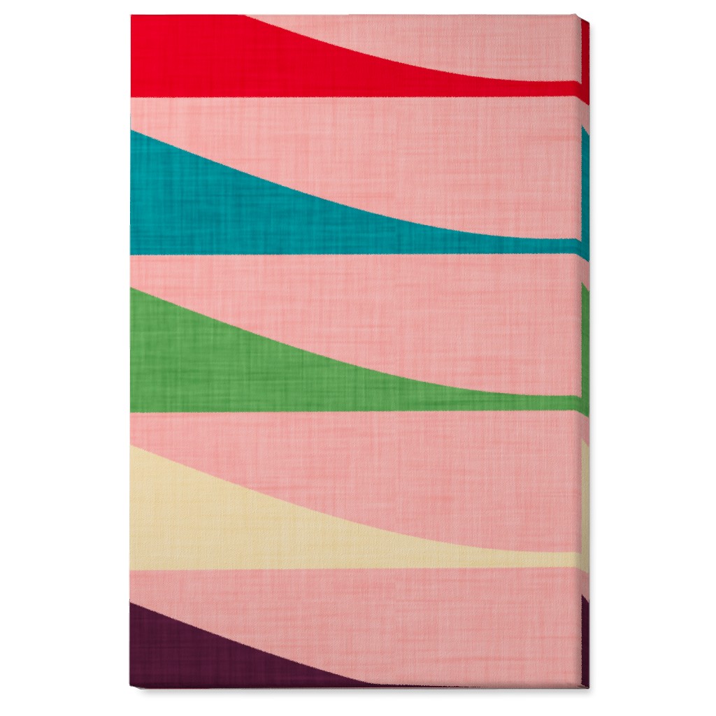 Mid Mod Waves Wall Art, No Frame, Single piece, Canvas, 24x36, Multicolor, Light Green