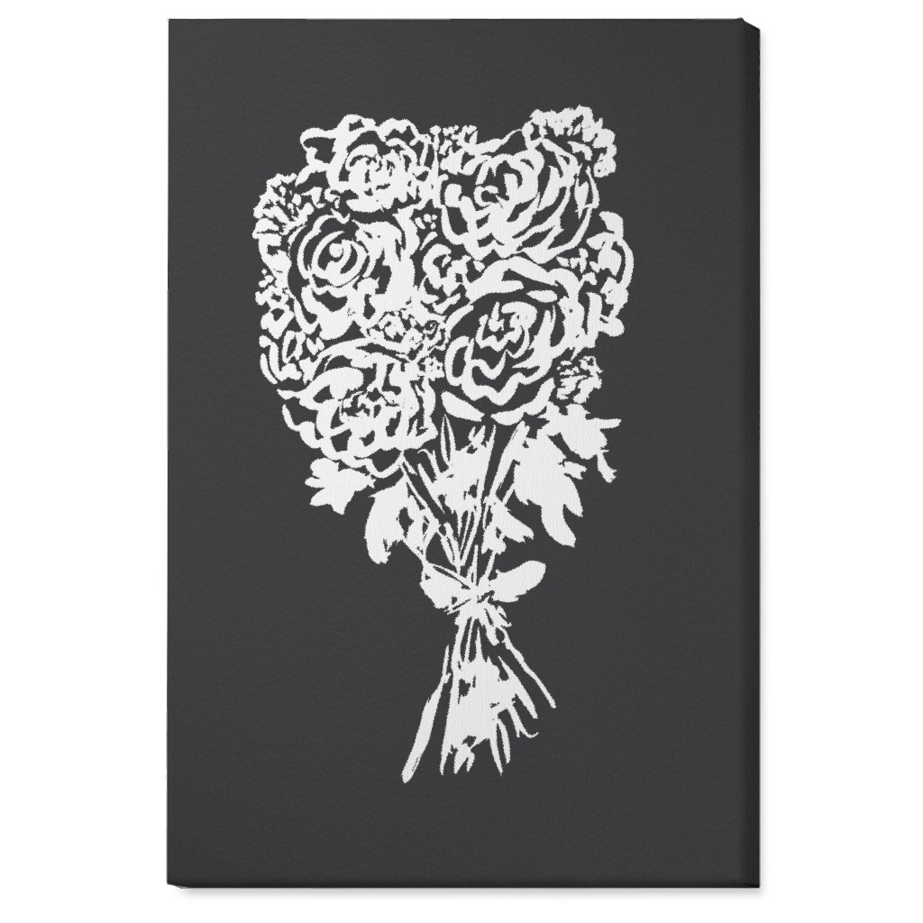 Summer Bouquet Wall Art, No Frame, Single piece, Canvas, 24x36, Gray, Gray