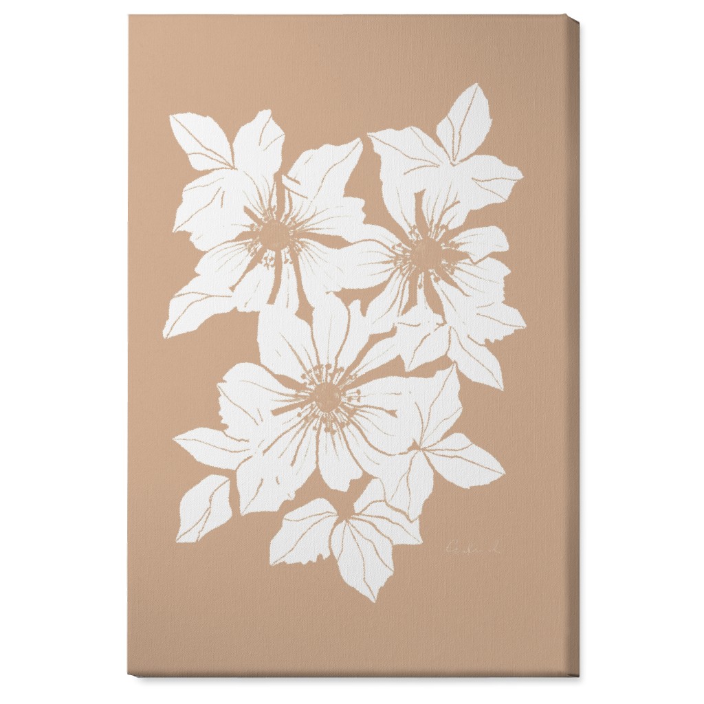 Botanical Big Anemones Wall Art, No Frame, Single piece, Canvas, 24x36, Beige, Alpaca