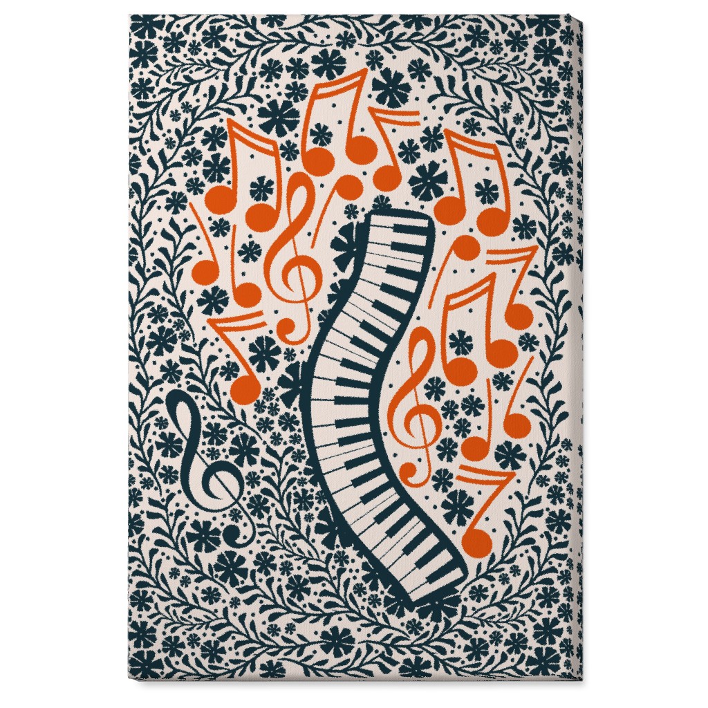 Piano Keyboard and Music Notes Wall Art, No Frame, Single piece, Canvas, 24x36, Blue, True Blue