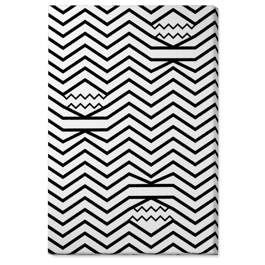 Wavy Lines - Black and White Wall Art, No Frame, Single piece, Canvas, 24x36, Black, Black