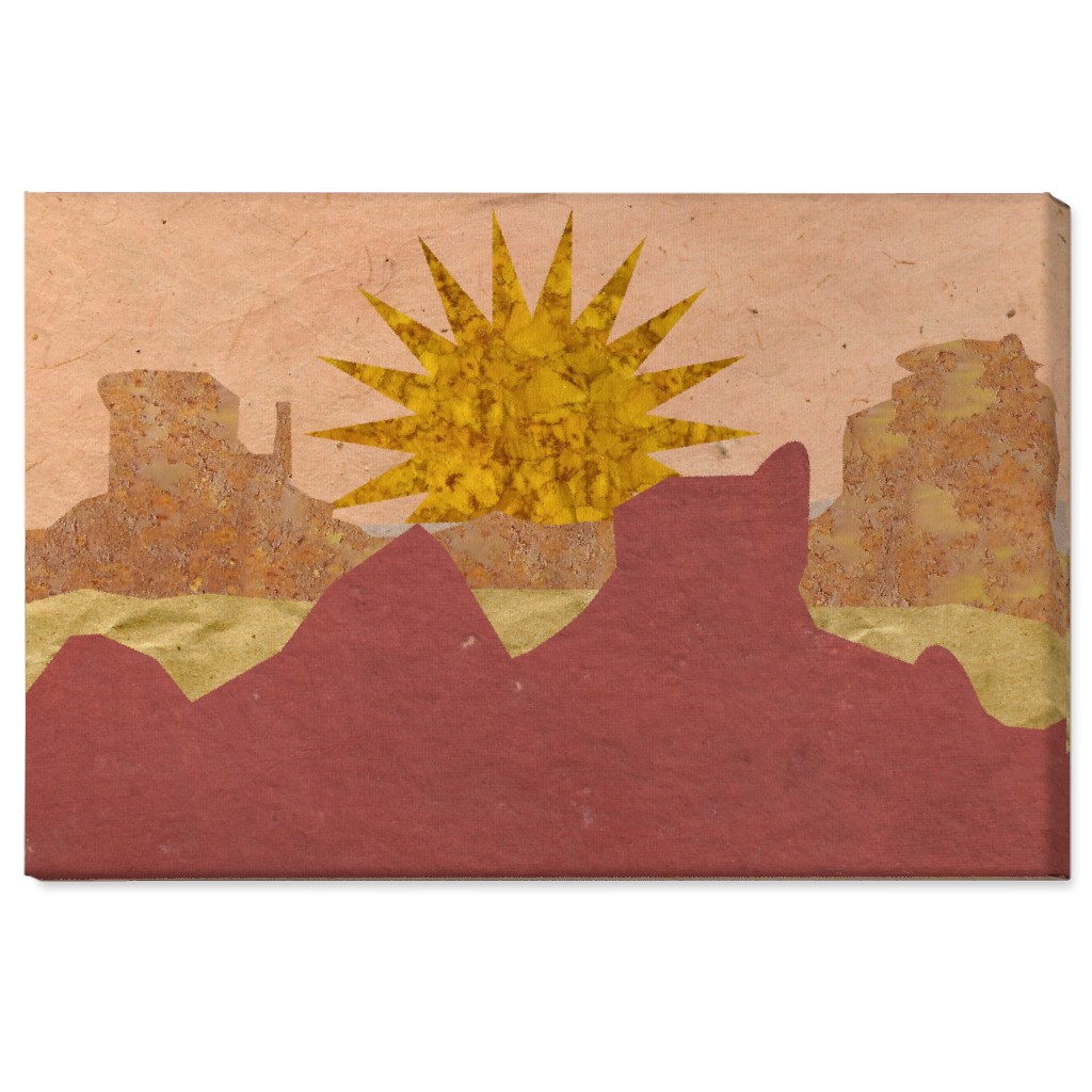 Textured Canyon Sunset - Warm Wall Art, No Frame, Single piece, Canvas, 24x36, Orange, Orange