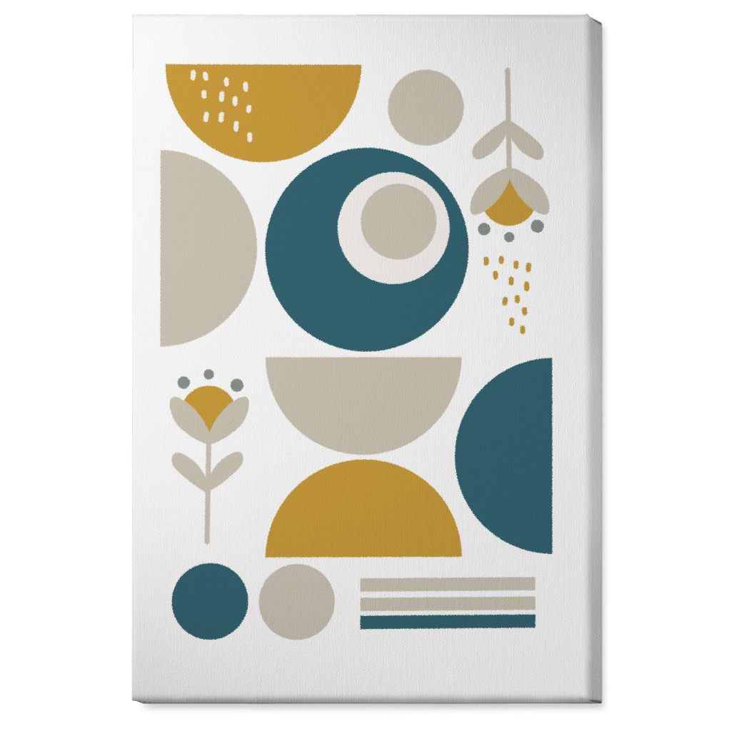 Abstract Floral - Yellow and Blue Wall Art, No Frame, Single piece, Canvas, 24x36, Multicolor