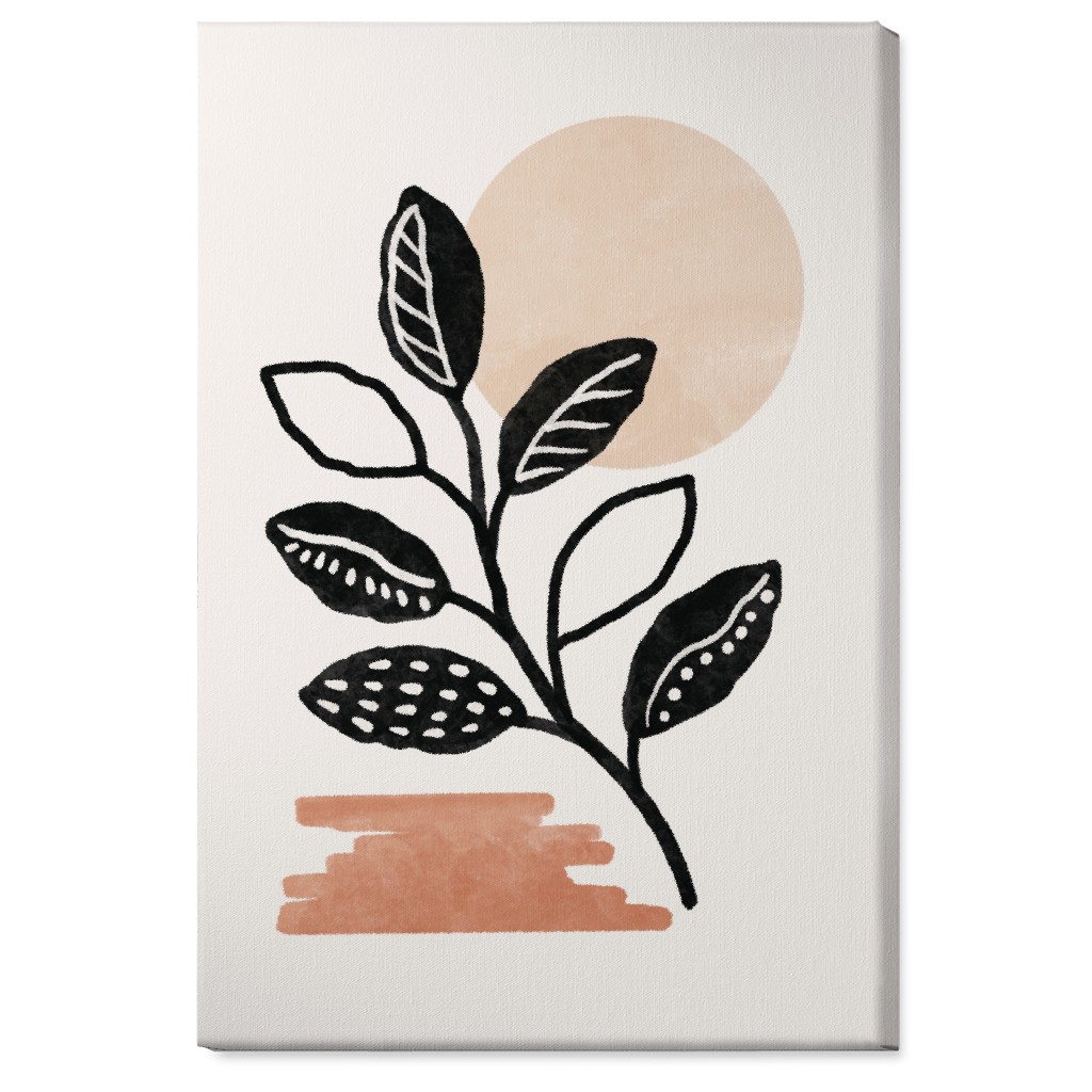 Leaves in the Moonlight Wall Art, No Frame, Single piece, Canvas, 24x36, Beige, Tan