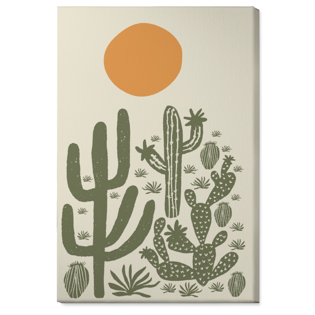 Cactus - Earth Tones Wall Art, No Frame, Single piece, Canvas, 24x36, Beige, Pearl