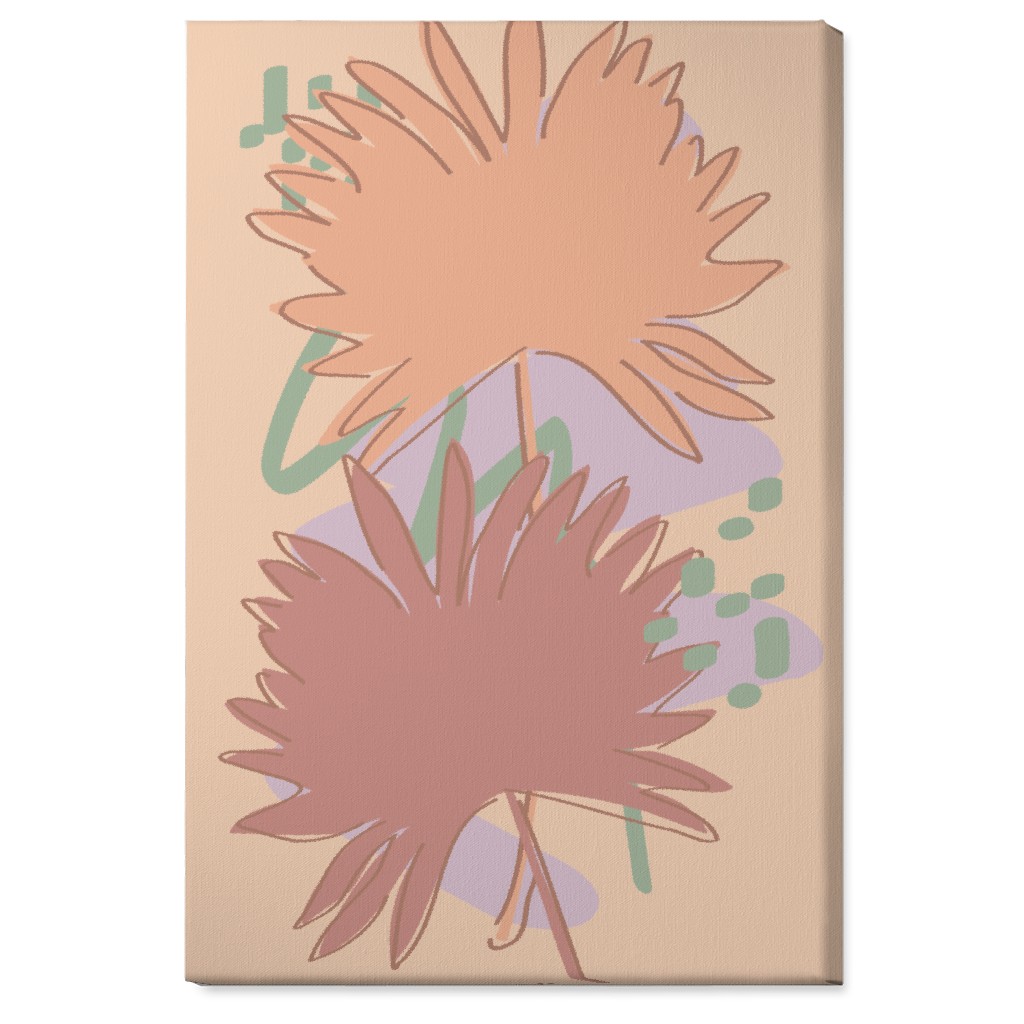 Modern Sabal Palm - Pink Wall Art, No Frame, Single piece, Canvas, 24x36, Orange