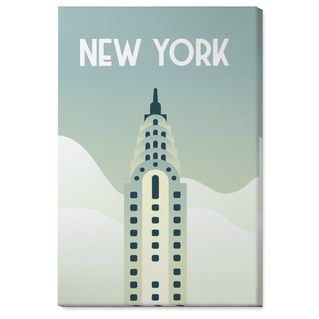New York City Chrysler Building Wall Art, No Frame, Single piece, Canvas, 24x36, Green, Sage