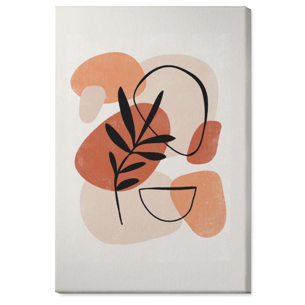 Abstract Frond - Terracotta and Ivory Wall Art, No Frame, Single piece, Canvas, 24x36, Beige, Pearl