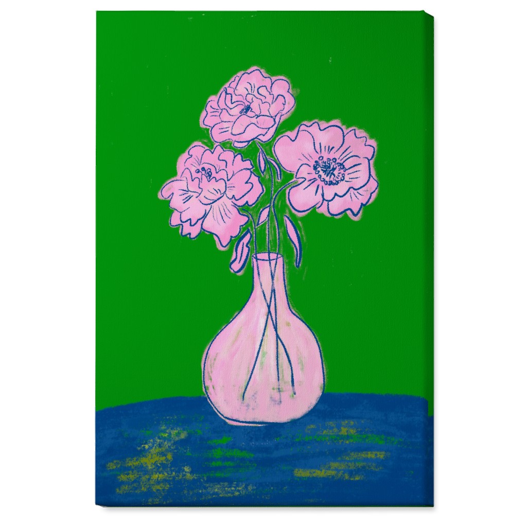 Party Florals - Multi Wall Art, No Frame, Single piece, Canvas, 24x36, Green, Classic Green