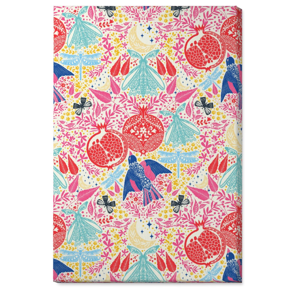 Botanical Pomegranate Garden - Multi Wall Art, No Frame, Single piece, Canvas, 24x36, Multicolor