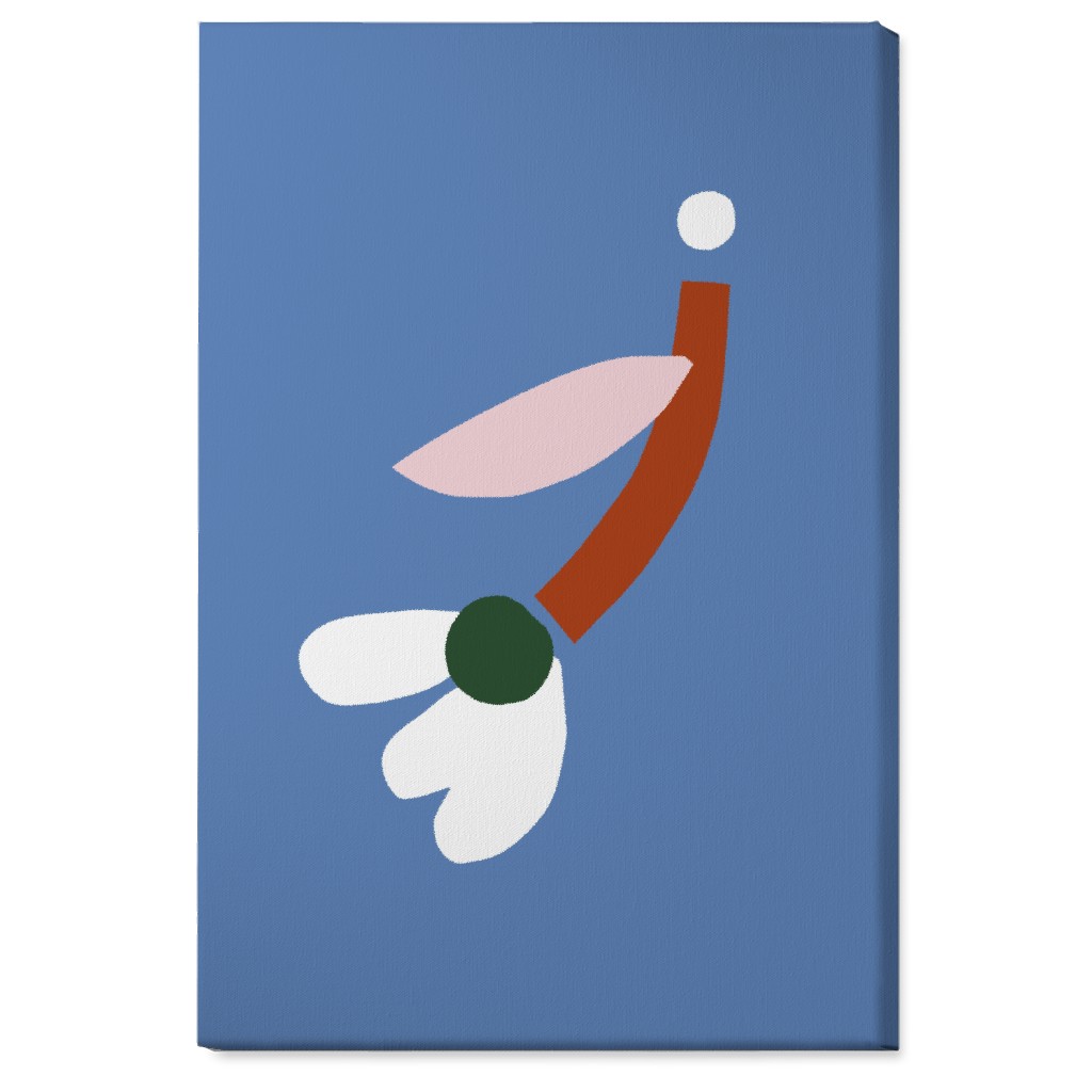 Flower - Multi on Blue Wall Art, No Frame, Single piece, Canvas, 24x36, Blue