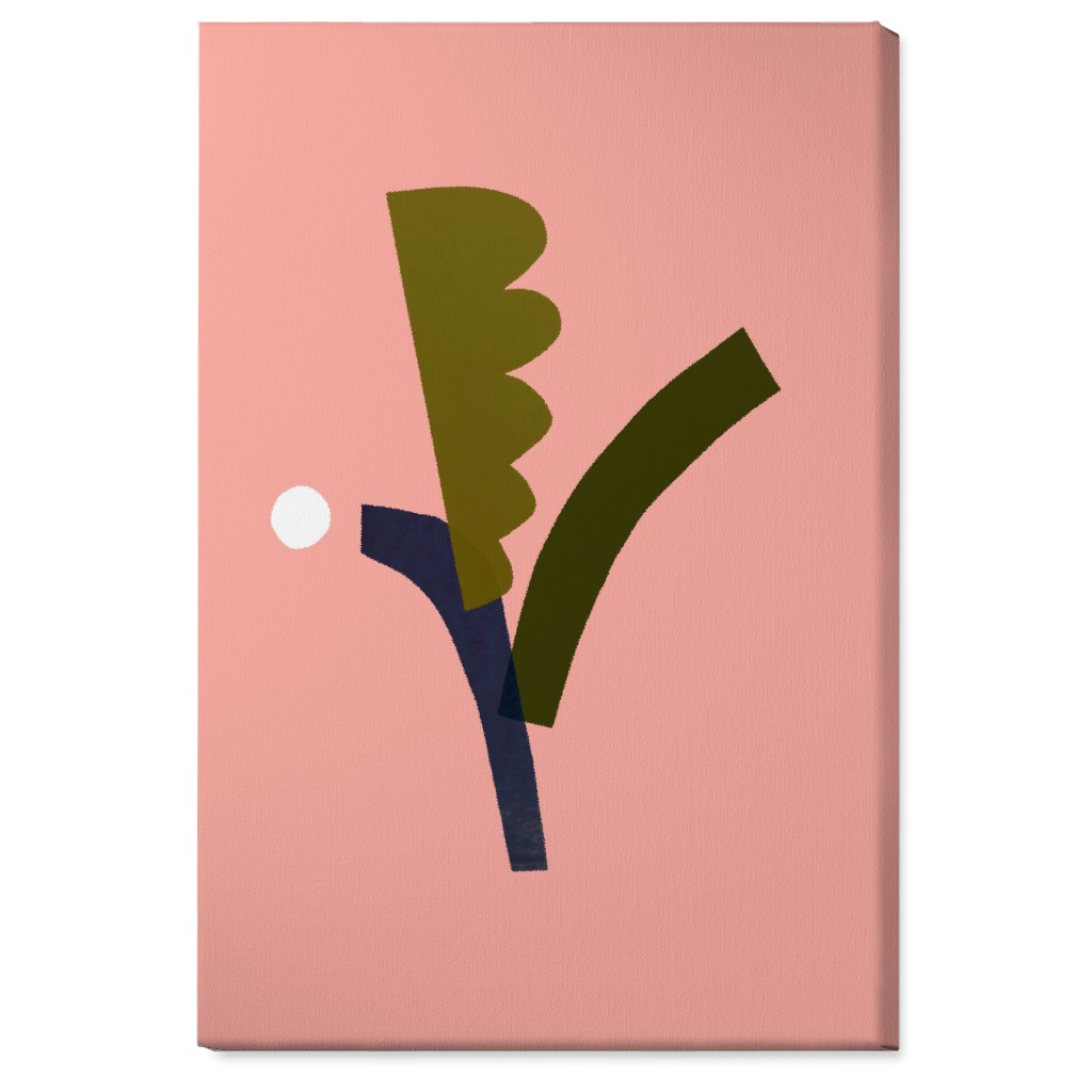 Leaves - Pink Wall Art, No Frame, Single piece, Canvas, 24x36, Pink, Bright Pink