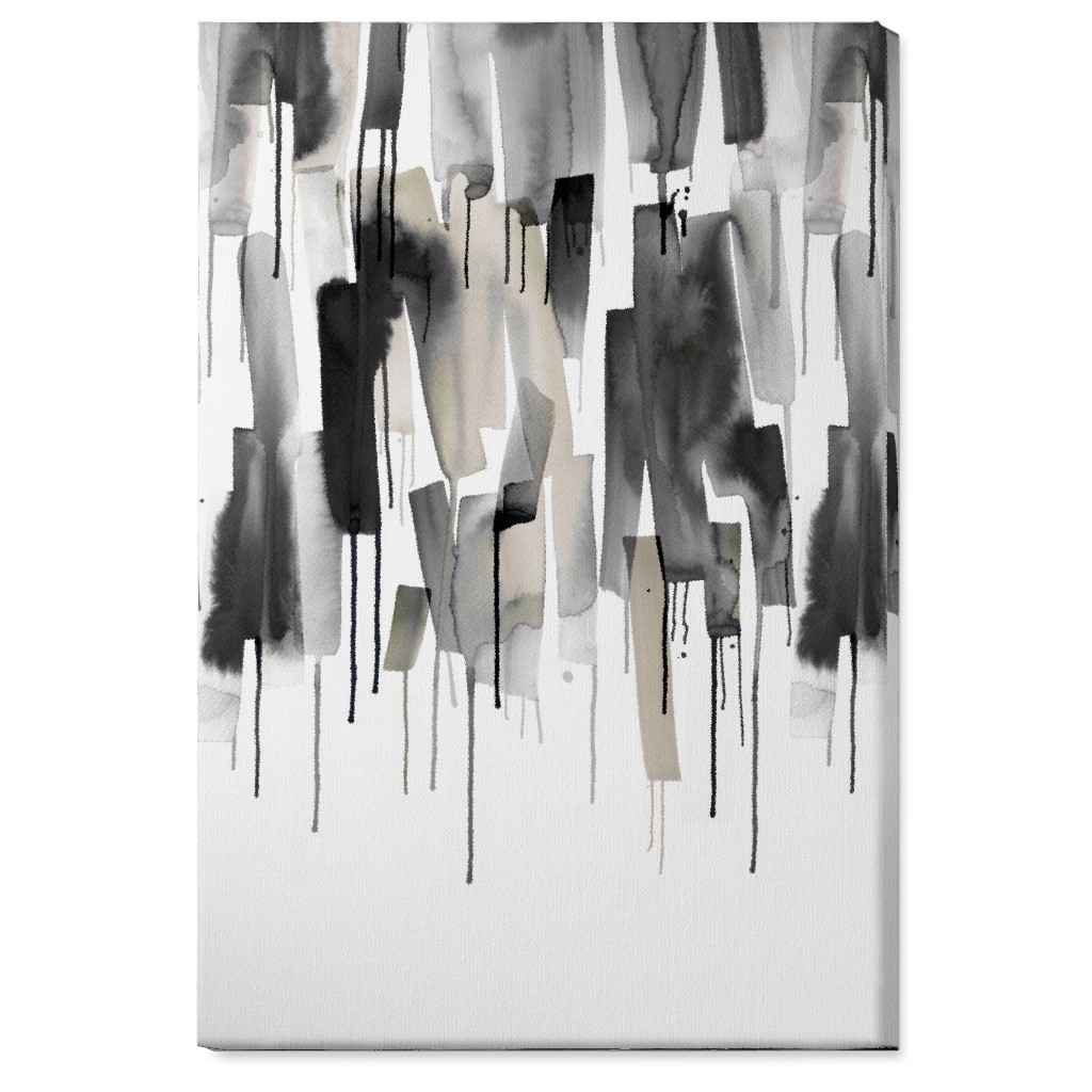 Watery Stripes Wall Art, No Frame, Single piece, Canvas, 24x36, Gray, Smoke