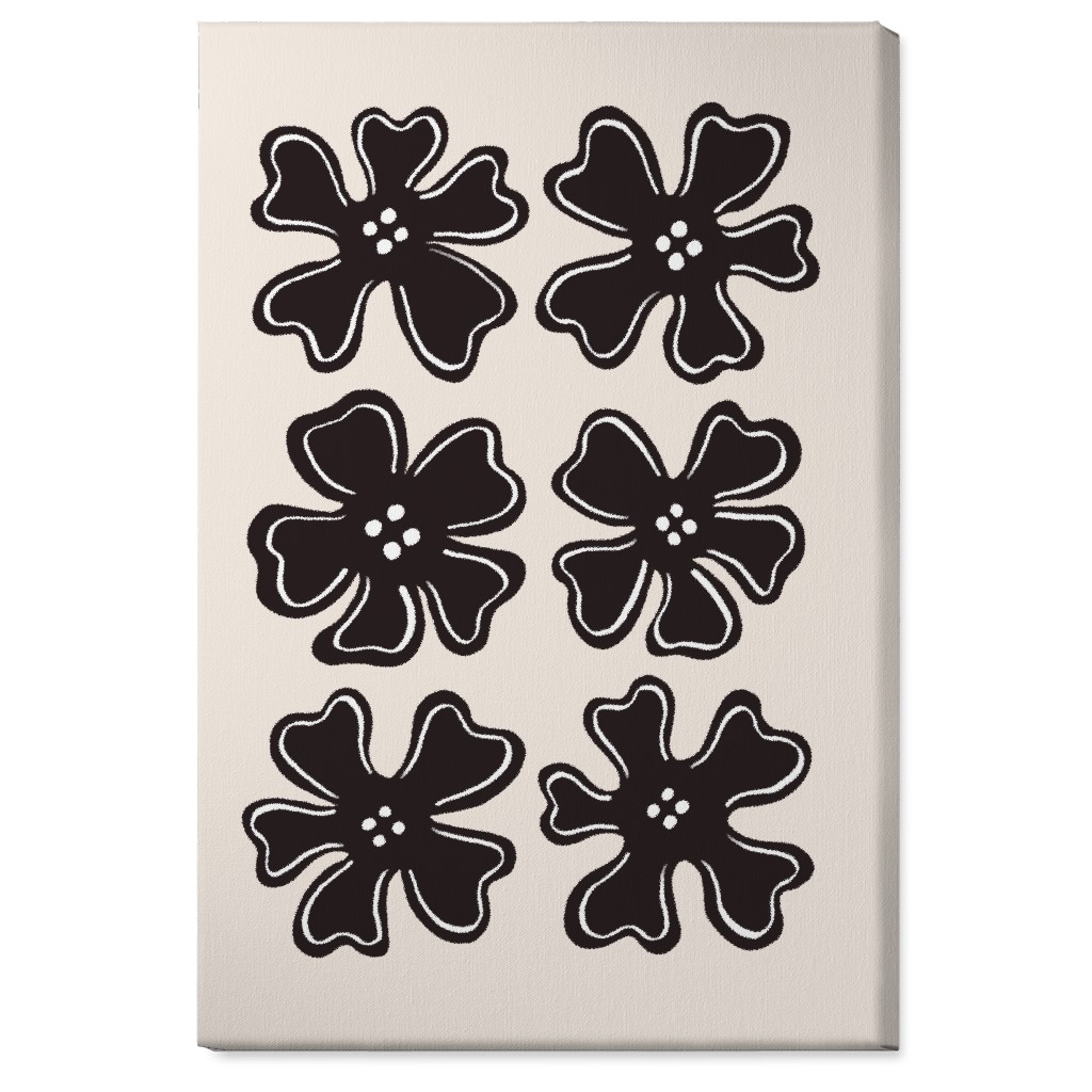 Button Flowers Wall Art, No Frame, Single piece, Canvas, 24x36, Black