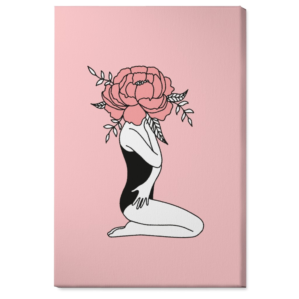 Modern Feminine Abstract - Pink Wall Art, No Frame, Single piece, Canvas, 24x36, Pink