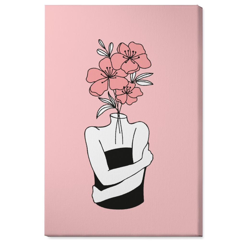 Self Love Feminine Abstract - Pink Wall Art, No Frame, Single piece, Canvas, 24x36, Pink, Bright Pink