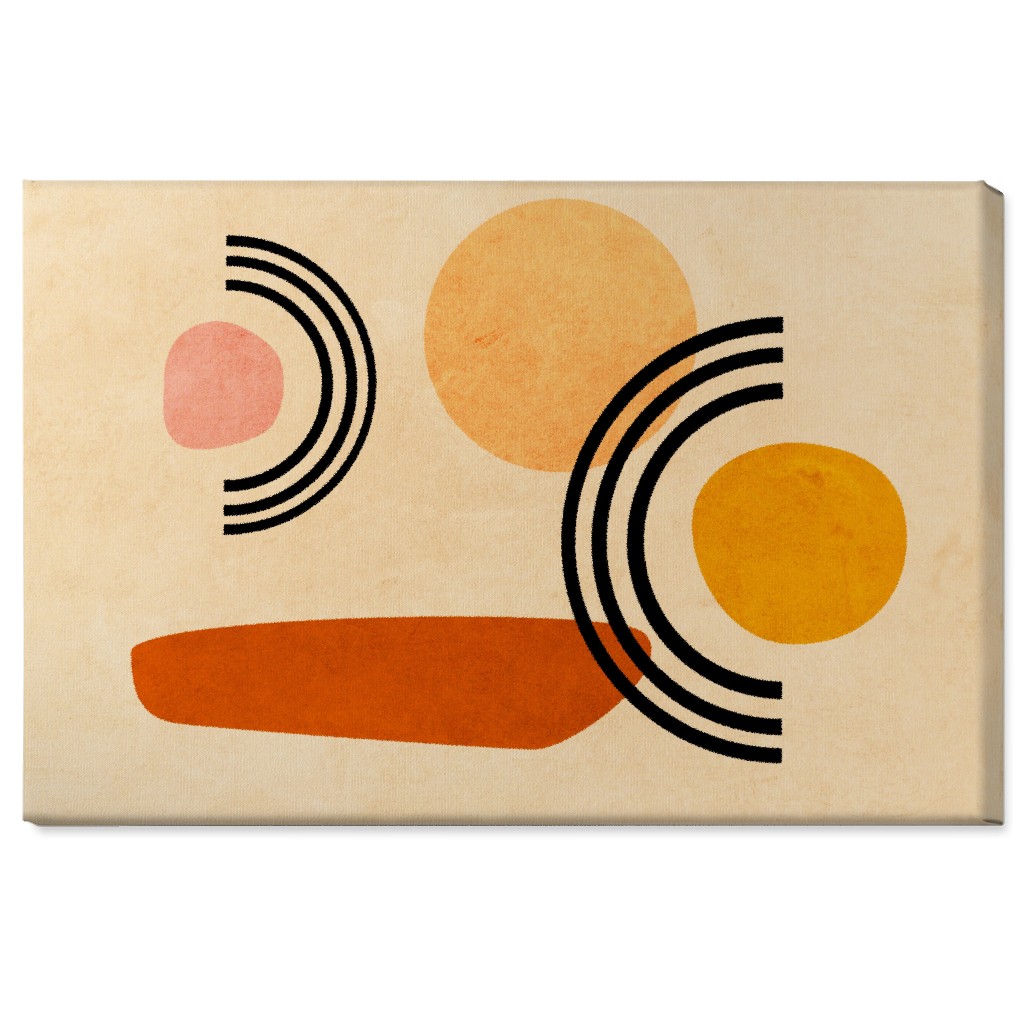 Cups & Saucers Abstract Wall Art, No Frame, Single piece, Canvas, 24x36, Orange, Creamsicle