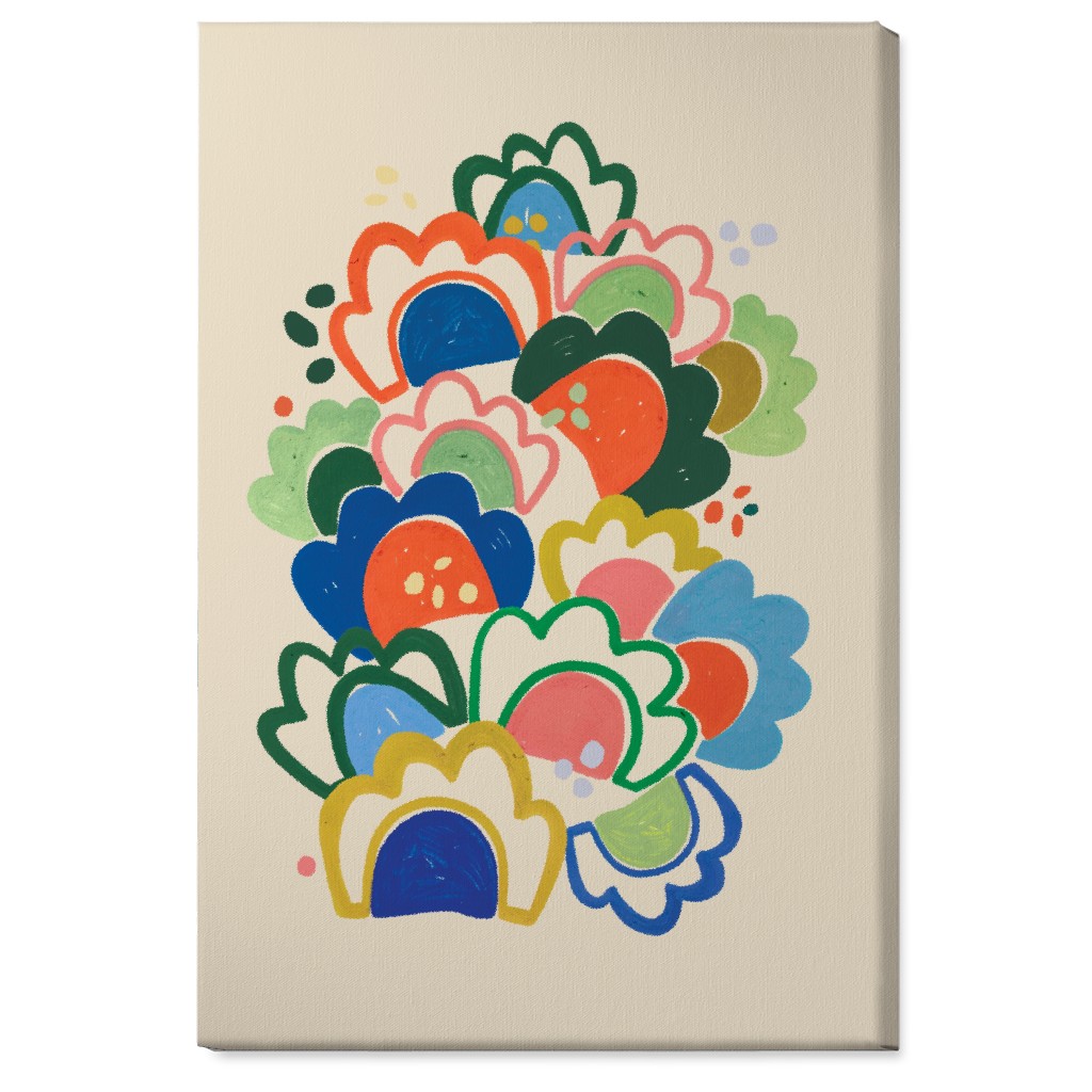 Wildflowers - Multi on Beige Bold Wall Art, No Frame, Single piece, Canvas, 24x36, Multicolor
