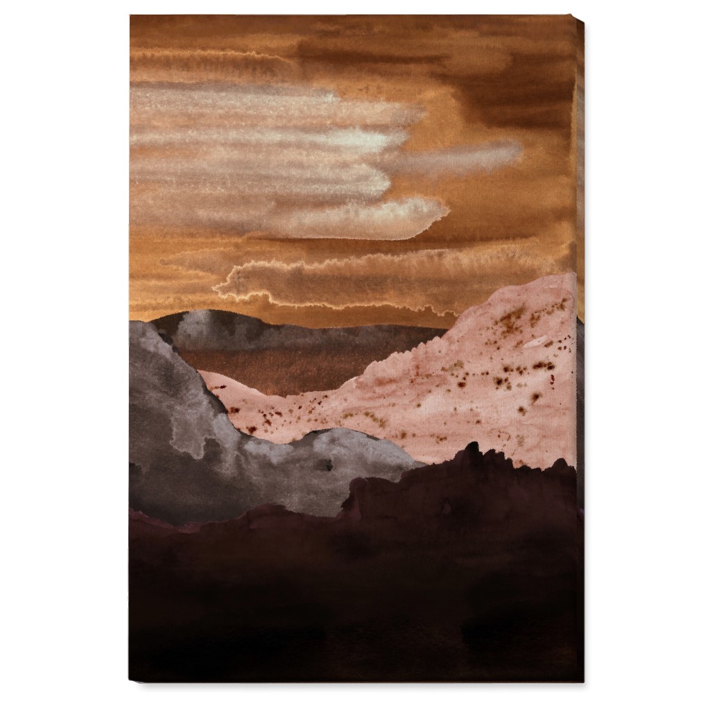 Canyon Sunset Wall Art, No Frame, Single piece, Canvas, 24x36, Orange, Orange