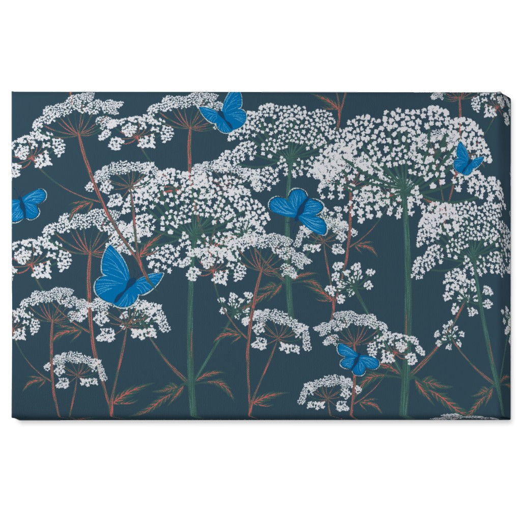 Queen Annes Lace - Green and Blue Wall Art, No Frame, Single piece, Canvas, 24x36, Blue, True Blue