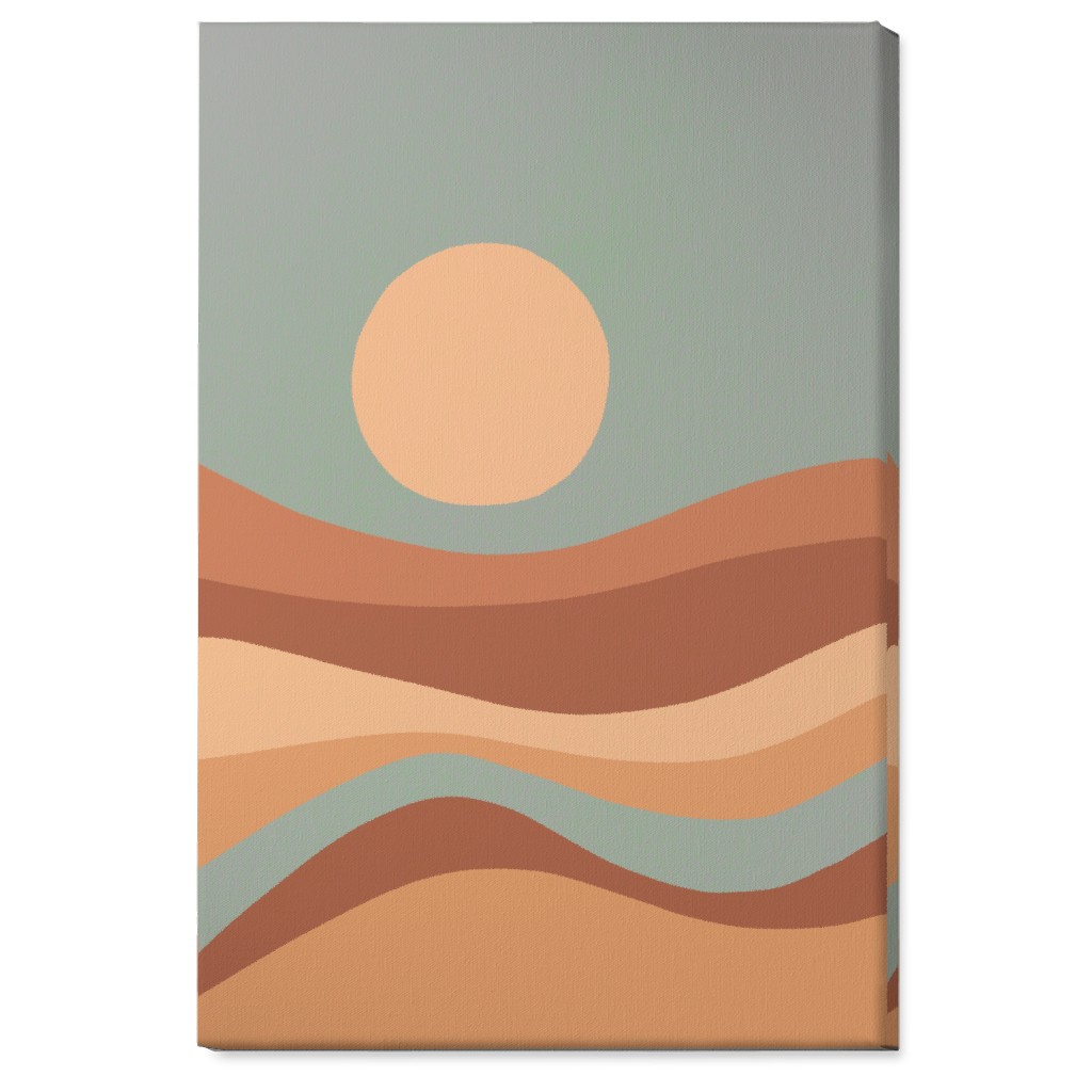 Tropical Seaside Sunrise With Waves - Blue and Orange Wall Art, No Frame, Single piece, Canvas, 24x36, Multicolor