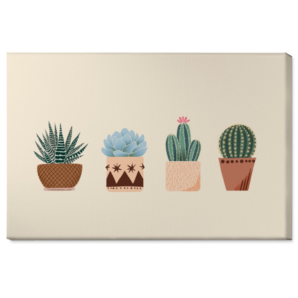 Cactus and Succulent Plants - Neutral Wall Art, No Frame, Single piece, Canvas, 24x36, Beige