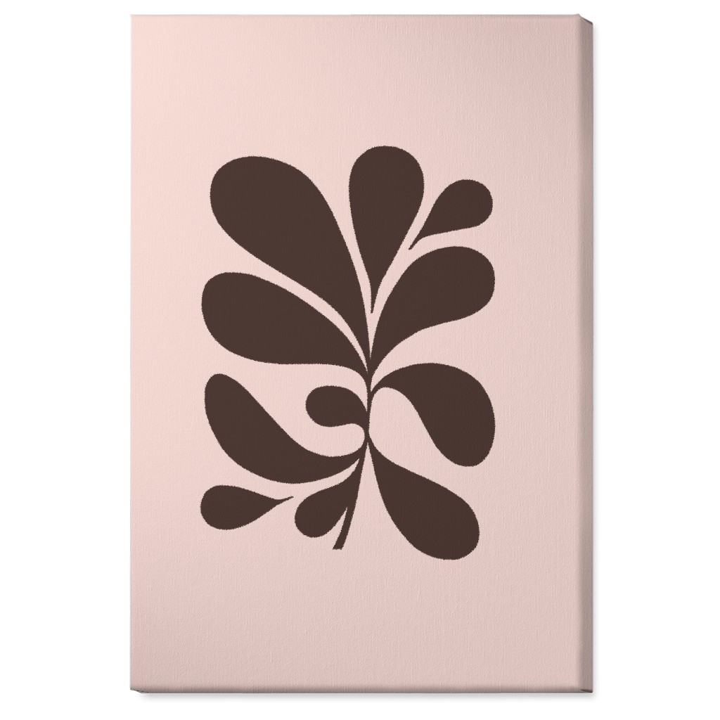 Minimal Foliage - Pink and Brown Wall Art, No Frame, Single piece, Canvas, 24x36, Pink, Bright Pink