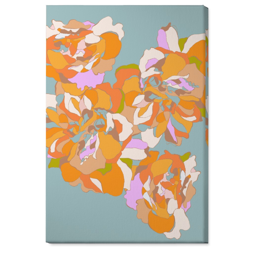 Maxi Boho Peonies Wall Art, No Frame, Single piece, Canvas, 24x36, Orange, Catalina