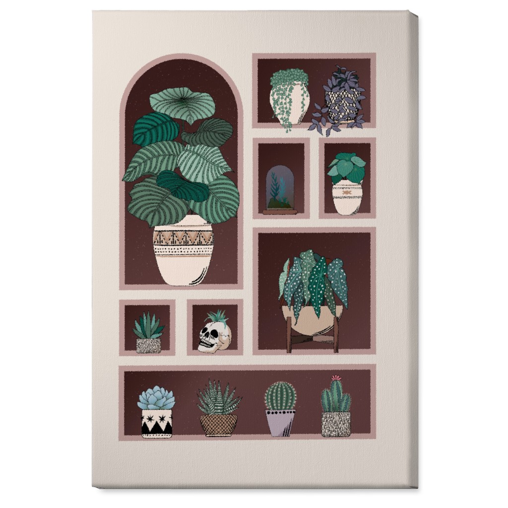 Neatly Arranged Indoor Plants - Neutral Wall Art, No Frame, Single piece, Canvas, 24x36, Multicolor