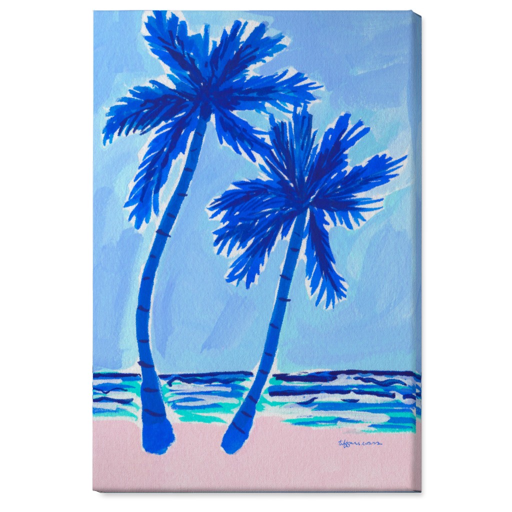 Palm Beach Vibes - Blue Wall Art, No Frame, Single piece, Canvas, 24x36, Blue, True Blue